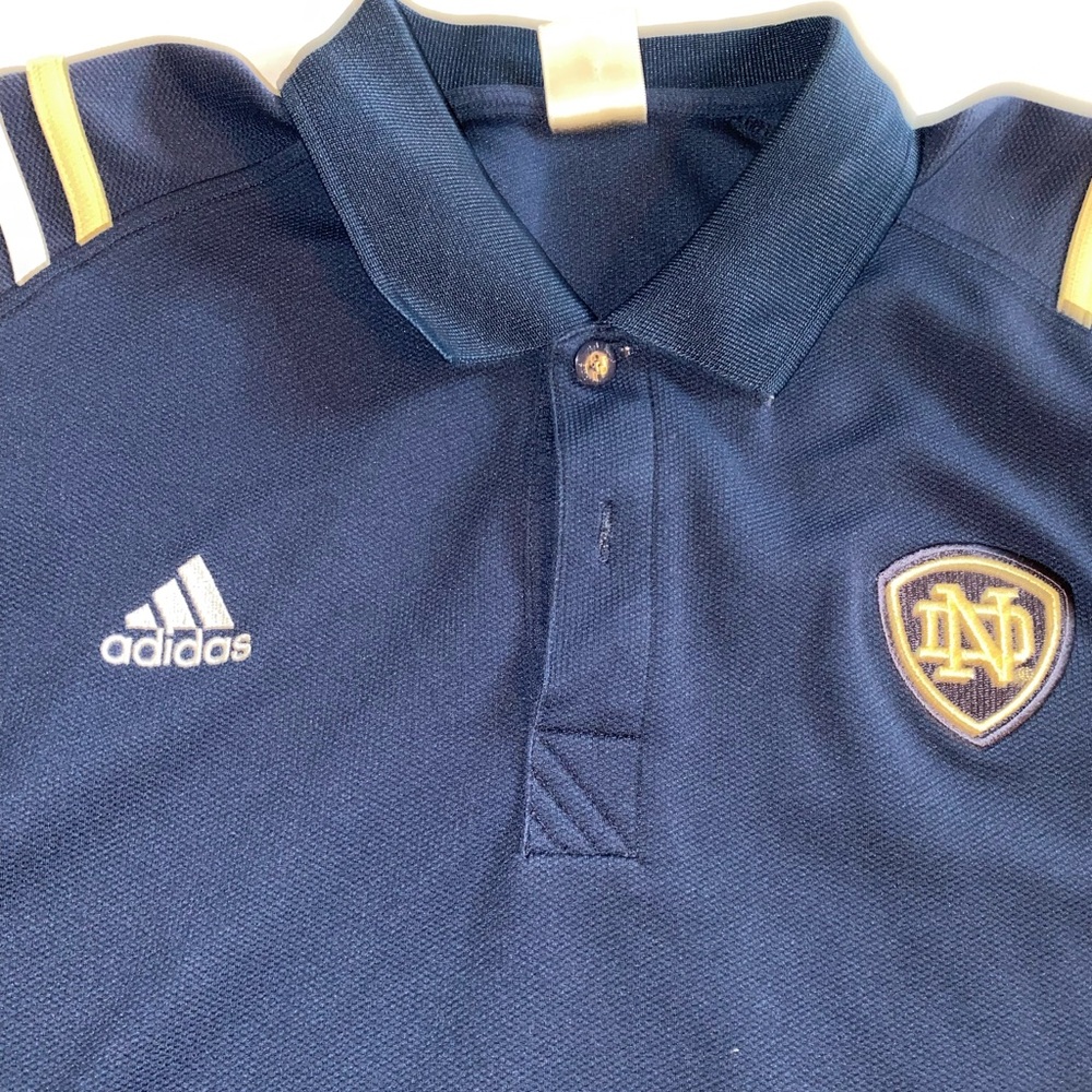 ADIDAS x NOTRE DAME Men' Polo Shirt ClimaCool NAVY SIZE XXL EUC RARE FIND S1A